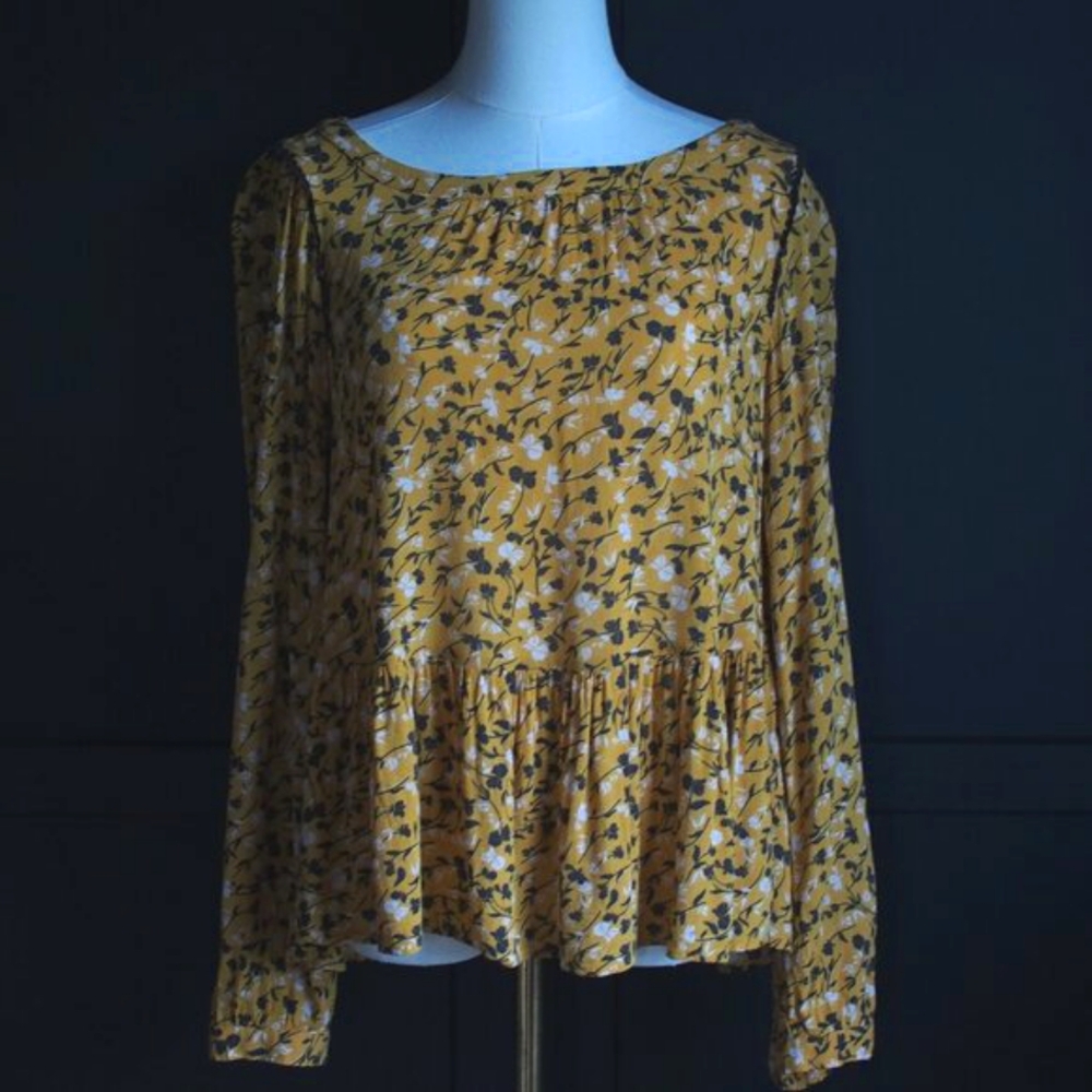 Maeve Floral Peplum Long-Sleeve Blouse